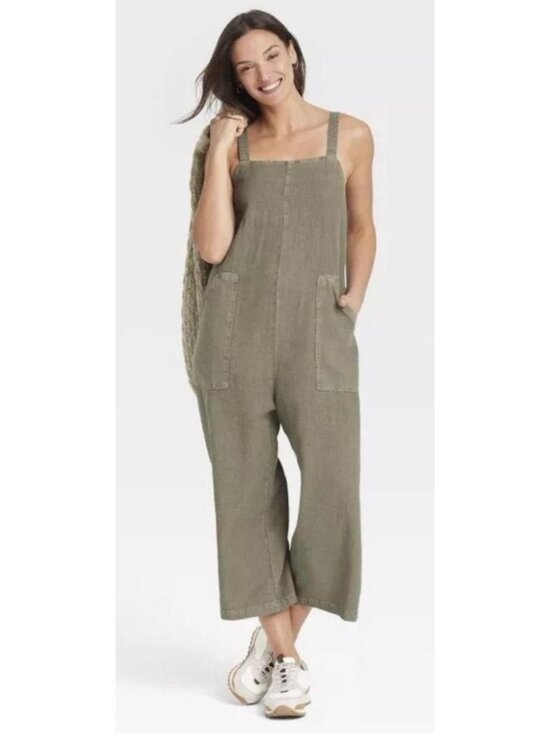 Universal Thread Pants - Universal Thread Lagenlook Green Linen Blend Sleeveless Jumpsuit Size Medium